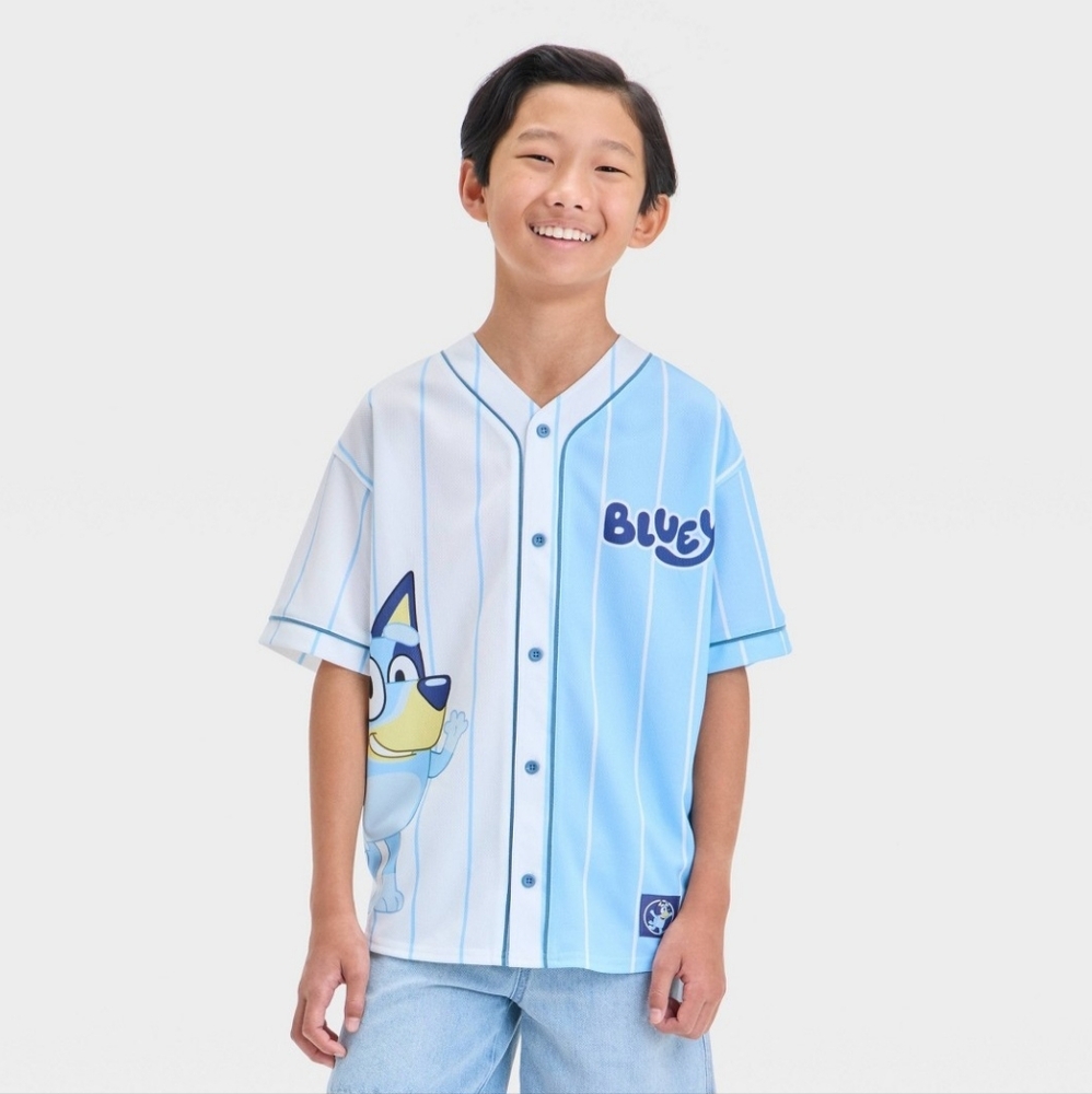 Boys' Bluey Baseball Jersey-S: ClassicStripe Mesh Pullover, new with‎ tags